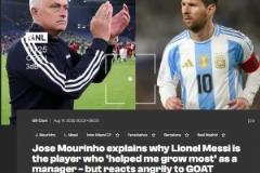 ！穆里尼奧：幫助我成長最多的球員是梅西