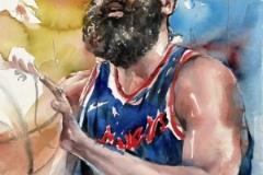 下場生死戰(zhàn)了能支棱起來嗎？網(wǎng)友用水彩畫畫的哈登~